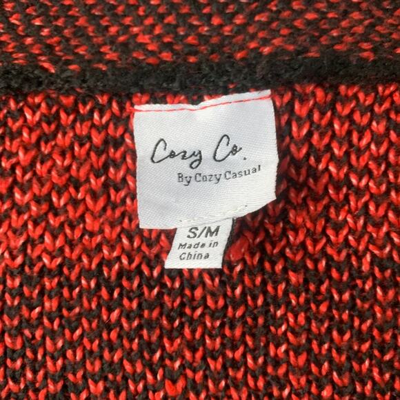 Cozy Co. by Cozy Casual Red and Black Plaid Sweater Cardigan Pockets Size S/M - Picture 8 of 13